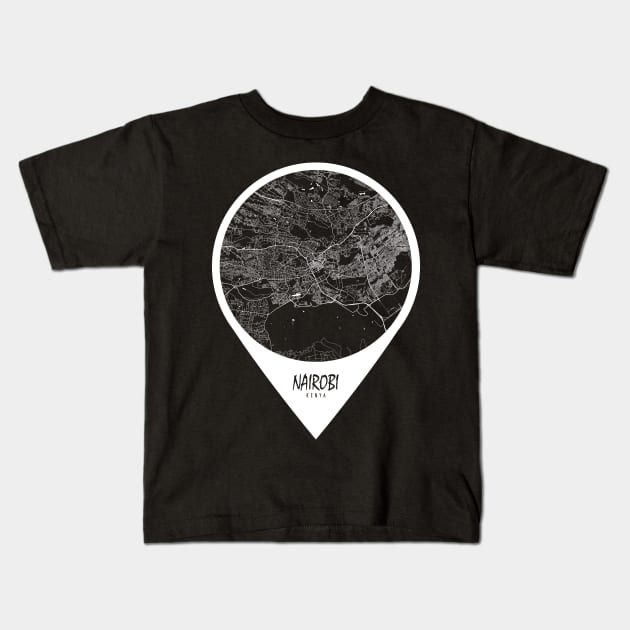 Nairobi, Kenya City Map - Travel Pin Kids T-Shirt by deMAP Studio